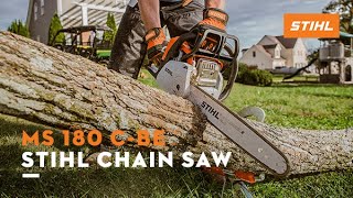 The real easy STIHL MS 180 C-BE Chainsaw takes the work out of yardwork