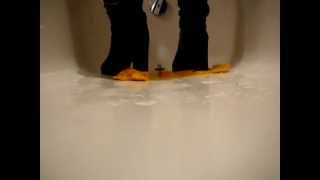 Zara black leather otk high heel boots trampling and crushing fruit #6