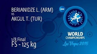 1/8 FS - 125 kg: T. AKGUL (TUR) df. L. BERIANIDZE (ARM), 4-2