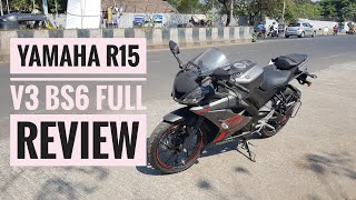 YAMAHA R15 V3 BS6 2020 FULL REVIEW IN HINDI | PRICE, MILEAGE, EXHAUST