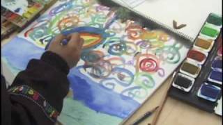 絵を描く子ども　小学校２年生