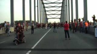 Market Garden Commemoration008 massed pipes and drums at John Frost bridge of Arnhem
