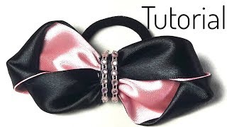 3 Minutes DIY Pink-Black Ribbon Bow -  Two-сolored School Ribbon Bow Tutorial