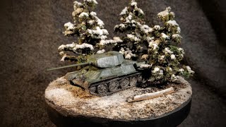 ДИОРАМА С ТАНКОМ Т-34-85 в масштабе 1/100. Зимняя диорама с Т-34. КАК СДЕЛАТЬ диораму СВОИМИ РУКАМИ?