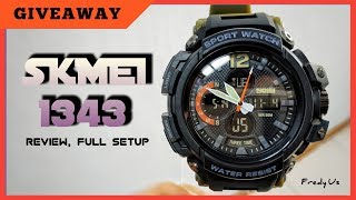 SKMEI 1343 ARMY GREEN - REVIEW, FULL SETUP (INDONESIA)