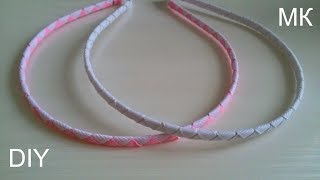 Как оплести ободок двумя  лентами. Канзаши МК/DIY
