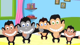 fem små apor | barnkammarsånger | barn rimmar | Five Little Monkeys | Baby Nursery Songs