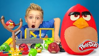 Angry Birds Play-Doh Surprise Egg with Hot Wheels Track and Angry Birds K'Nex Build | KIDCITY