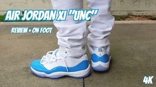 2017 AIR JORDAN 11 LOW UNC/UNIVERSITY BLUE REVIEW & ON FEET!