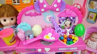 Baby doll and play doh kitchen food surprise toys BabyDoli play