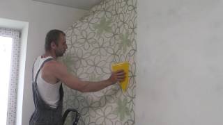 Как клеить обои одному ч2/2