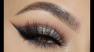 BLACK & SILVER SMOKEY EYE MAKEUP TUTORIAL