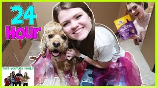 24 Hours In Box Fort Dog Mansion?? / That YouTub3 Family