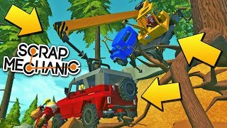 МУЖИКИ ПОДНИМАЮТ ЗАСТРЯВШИЙ УАЗ КРАНОМ! МУЛЬТИК в Scrap Mechanic