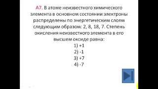Тесты по химии. Таблица Менделеева. Степень окисления. А7 ЦТ 2015