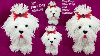 DIY Furr Dog Using Wool & Waste Jar | Wool Craft Idea | Wool Soft Toy | Dog Making | Art & Craft