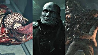 Resident Evil 2 Remake - All Bosses / Boss Fights + Final Boss & Endings (HARDCORE MODE)