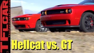 HP vs AWD: 2017 Dodge Challenger Hellcat vs Challenger GT AWD Drag Race