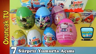 7 Sürpriz Yumurta Açımı! Mickey Mouse, Disney Prenses, Hello Kitty, Kinder Sürpriz Yumurtalar