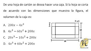 Volumen - Operaciones con expresiones algebraicas- Problema tipo Universidad Nacional de Colombia