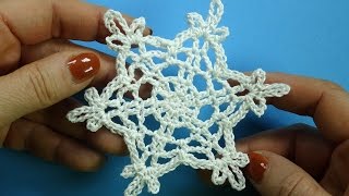 Как вязать снежинку How to crochet snowflace