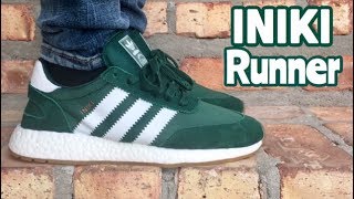 adidas INIKI Runner BOOST "Green" on feet