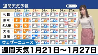 週間天気予報 1月21日(金)〜1月27日(木)