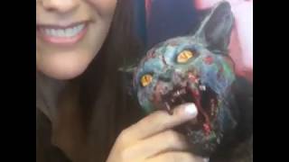 Ashley Laurence with zombie cat