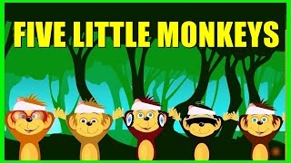 Five Little Monkeys Jumping On The Bed Nursery Rhyme with LYRICS | Tickling Toddlers