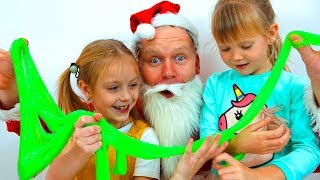 НастяПлей и Маргарита играют в слизь! СЛАЙМ от Санты