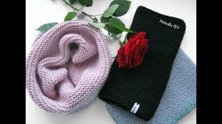 Снуд-труба платочной вязкой на круговых спицах. МК