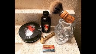 Barrister and Mann Hallows Shave Soap & Aftershave, Semogue Owner Club Brush, Merkur 34G & Voskhod.