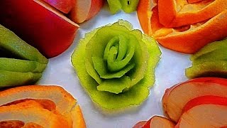 Роза из киви! Как красиво нарезать фрукты! Rose of kiwi! Decoration of fruits!