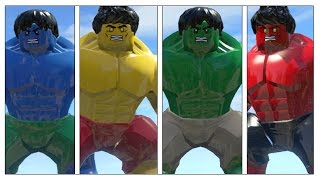 Blue Hulk Vs Hulk(Transformation)Vs Yellow Hulk Vs Red Hulk - Lego Marvel Super Heroes Game
