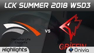 HLE vs GRF Highlights Game 1 LCK Summer 2018 W5D3 Hanwha Life Esports vs Griffin by Onivia