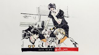 [speed drawing] bts fanart (bts 말하자면 커버 무대 모니터링 장면) [NOCEKKO]