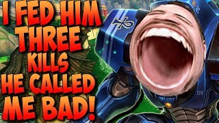 I GAVE THIS GUY 3 FREE KILLS AND HE CALLS ME BAD AND BMS ME! - Masters Ranked Duel - SMITE