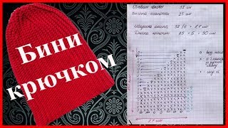 Шапка бини крючком и простой расчет на любой размер. По схеме Полины Куц