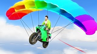 САМЫЙ ДЛИННЫЙ ПОЛЁТ НА МОТОЦИКЛЕ-ПАРАШЮТЕ! (GTA 5 Смешные Моменты)
