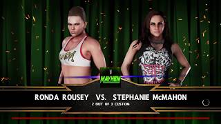 WWE 2K18 Ronda Rousey VS Stephanie McMahon 2 Out Of 3 Falls Match