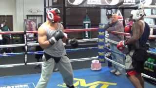 Big Boys sparring at the Mayweather Boxing Club