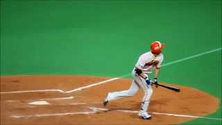 大谷翔平2塁打！　日本ハムファイターズ　ベンチ前の素振りから打席入り　20140822