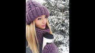 Шапка с Отворотом Спицами - 2019 / Cap with Lapel Spokes / Mütze mit Reversspeichen