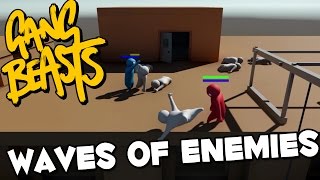 Gang Beasts - 10 Waves of Enemies [Father & Son] - Co-Op Gameplay