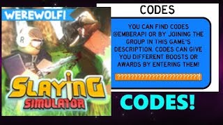 ALL CODES IN SLAYING SIMULATOR ROBLOX