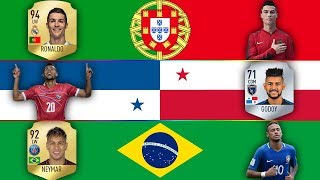 Every Team At The 2018 World Cup's Highest Rated Player on FIFA 18