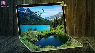 Lake On Laptop - 3D Photo Manipulation In Photoshop - Photoshop Tutorial