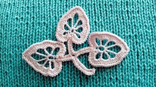 Красивый листик для ирландского кружева. Вяжем  по схеме. Beautiful leaf lace for the Irish.