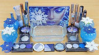 FROZEN SLIME Mixing makeup and glitter into Clear Slime Satisfying Slime Videos