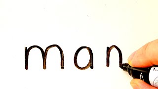 Man to Woman Transformation - Drawing Woman from the Word Man - Cartoon